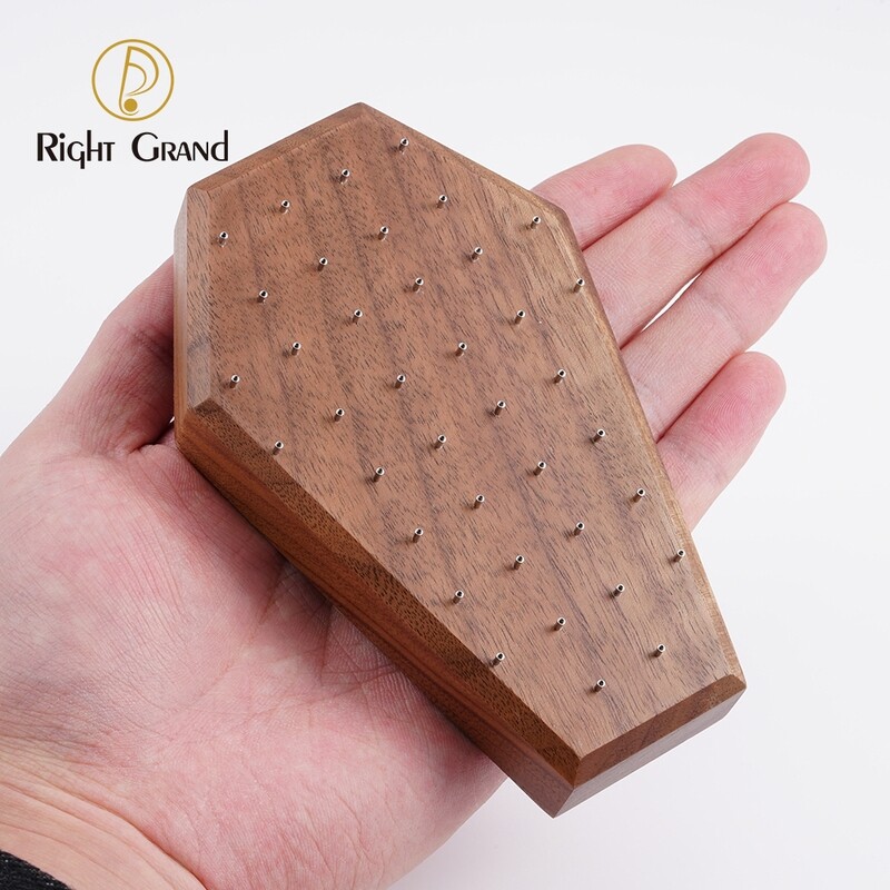 Right Grand Gothic Coffin Black Walnut Wood 14G 16G Body Piercing Jewelry Display With 38 Posts