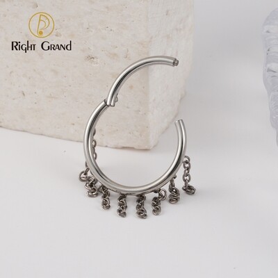 Right Grand Tessels Chains ASTM F136 Titanium Hinged Clicker Cartilage Earring Helix Lobe Piercing