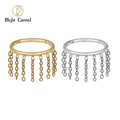 Right Grand Tessels Chains ASTM F136 Titanium Hinged Clicker Cartilage Earring Helix Lobe Piercing