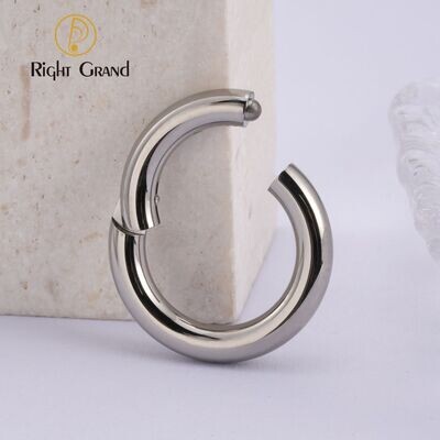 Right Grand Large Gauge ASTM F136 Titanium Hinged Segment Nose Hoop Ring Helix Earrings