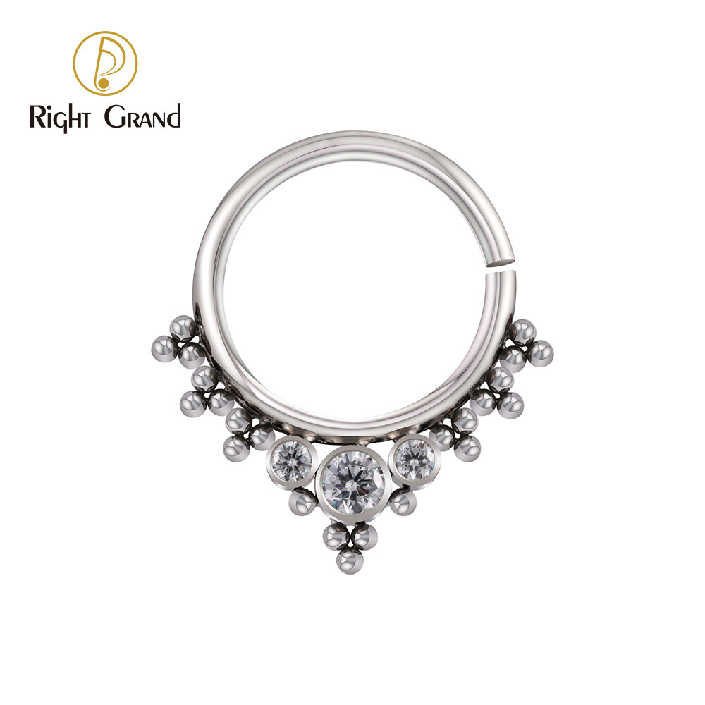 Right Grand Implant Grade Titanium Zircon Seamless Nose Rings
