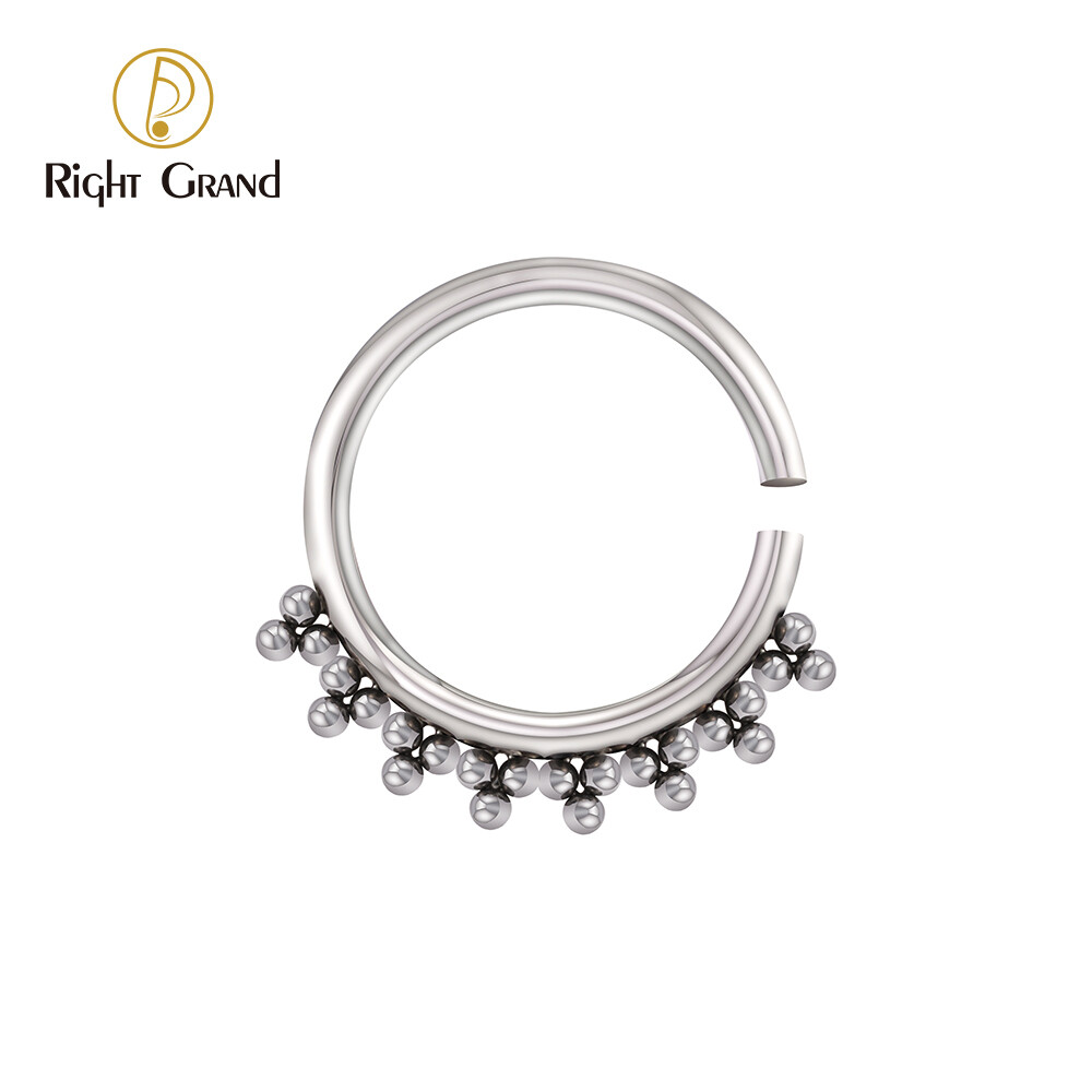 Titanium ASTM F136 Implant Grade Mirror Polish Beads Seamless Ring