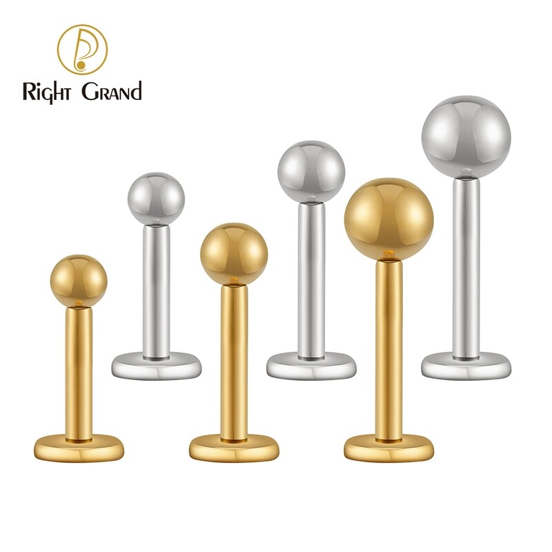 Right Grand Implant Grade Titanium ASTM F136 Internal Thread Lip Labret For Initial Piercing