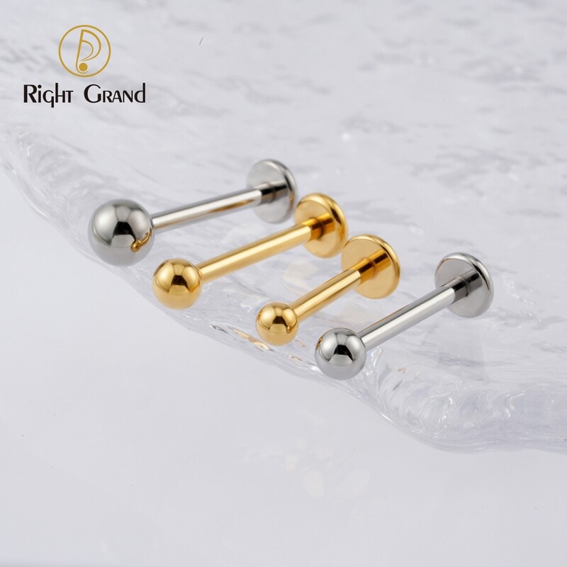 Right Grand Implant Grade Titanium ASTM F136 Internal Thread Lip Labret For Initial Piercing