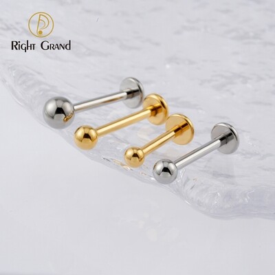 Right Grand Implant Grade Titanium ASTM F136 Internal Thread Lip Labret For Initial Piercing