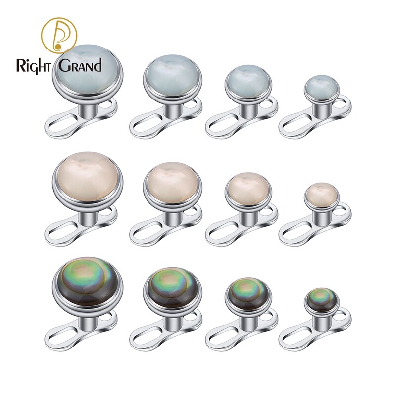 Right Grand Bezel Setting Pearl &amp; Abalone  ASTM F136 Titanium Microdermal Anchor Piercing