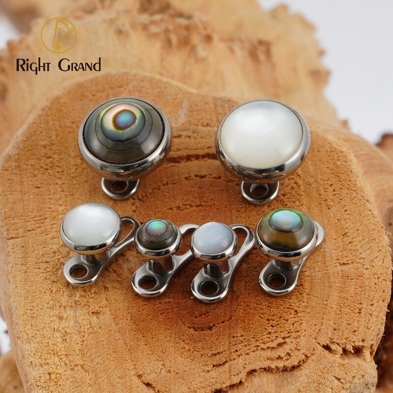 Right Grand Bezel Setting Pearl &amp; Abalone  ASTM F136 Titanium Microdermal Anchor Piercing