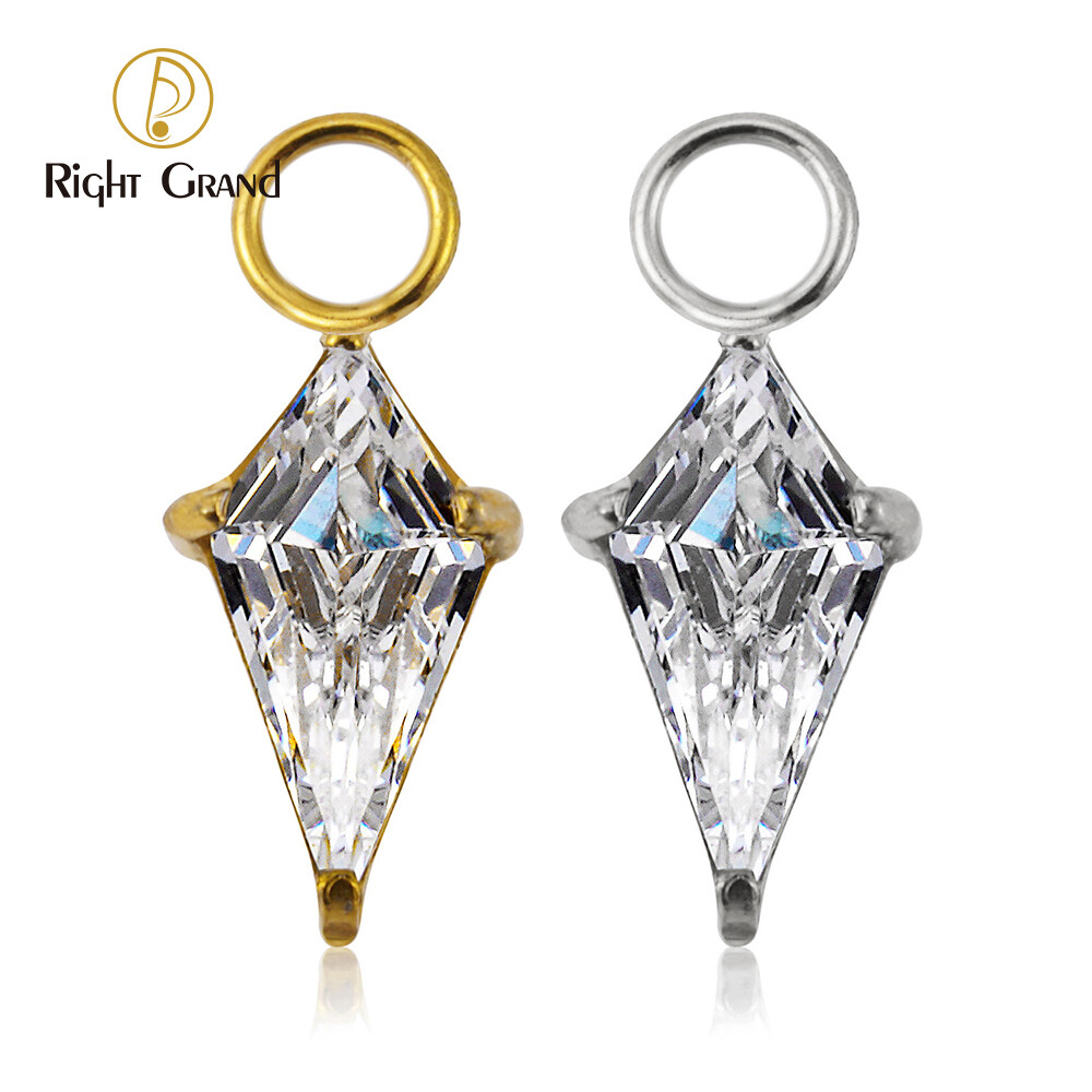 Right Grand Kite CZ ASTM F136 Titanium Charm for Earrings