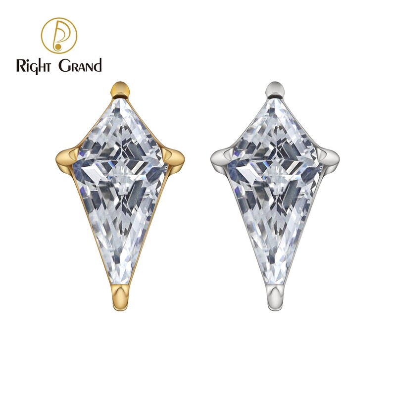 Right Grand Kite CZ ASTM F136 Titanium Internal Thread Ear Tragus Helix Labret Tops