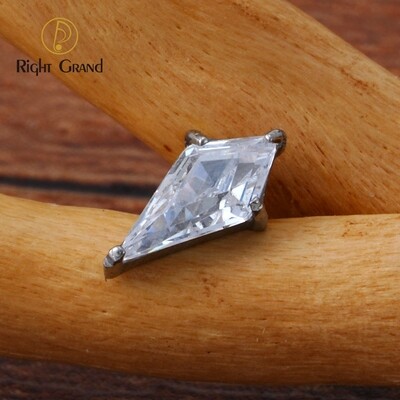 Right Grand Kite CZ ASTM F136 Titanium Internal Thread Ear Tragus Helix Labret Tops