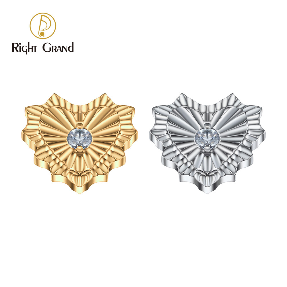 Right Grand 16G Internal Thread Bad Romance Heart CZ ASTM F136 Titanium Ear Tragus Helix Labret Tops