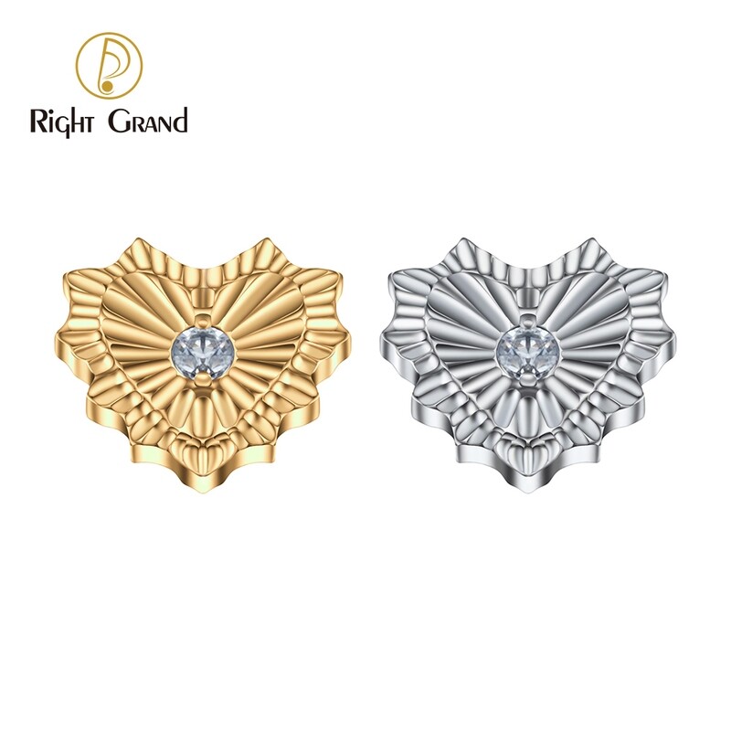 Right Grand 16G Internal Thread Bad Romance Heart CZ ASTM F136 Titanium Ear Tragus Helix Labret Tops