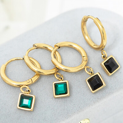 Right Grand New Fashion Jewelry Stainless Steel 14K Gold Plated Party Wholesale Designer Colorful Zircon Earrings For Women