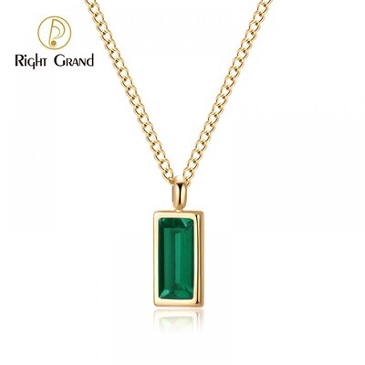 Right Grand Simple Dainty Woman CZ Jewelry Stainless Steel Square 14K Gold Plated Colorful Diamonds Zircon Pendant Necklace