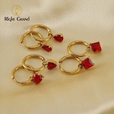 Right Grand Wholesale Fashion Jewelry 18K Gold Plated Heart Water Drop Cubic Zirconia Colorful Women&#39;S Drop Dangle Earrings