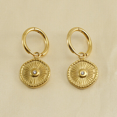 Right Grand Wholesale Fashion 2023 Women Jewelry Stainless Steel 18K Gold Plated Compass Drop Vintage Earrings