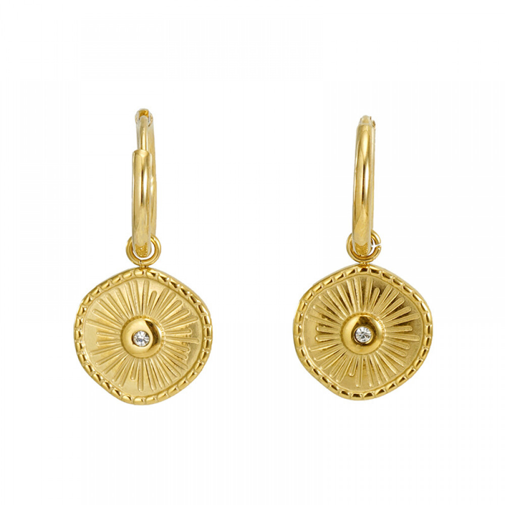 Right Grand Wholesale Fashion 2023 Women Jewelry Stainless Steel 18K Gold Plated Compass Drop Vintage Earrings, color: 18K Gold, size: 32*16mm