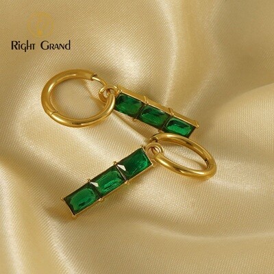 Right Grand Luxury New Women Jewelry Cz Stainless Steel 18K Gold Plated Zirconia Colorful Women&#39;S Drop Dangle Earrings