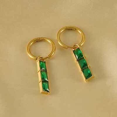 Right Grand Luxury New Women Jewelry Cz Stainless Steel 18K Gold Plated Zirconia Colorful Women'S Drop Dangle Earrings