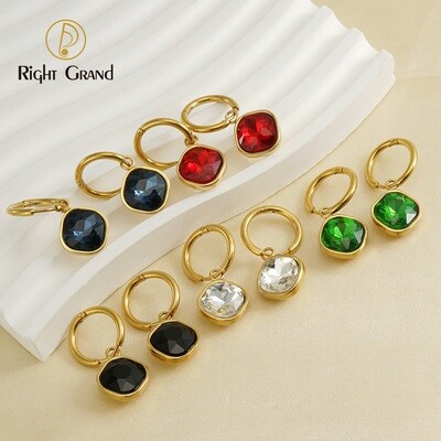 Right Grand Minimalist Cz Jewelry New Arrival Stainless Steel 18K Gold Plated Zirconia Colorful Women&#39;S Drop Dangle Earrings