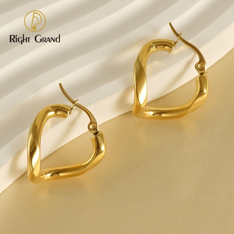 Right Grand High Quality 2023 New Fashion Jewelry Stainless Steel Irregular Twisted 18K Gold Plated Hoop Earrings For Women