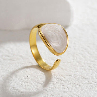 Right Grand Wholesale Simple Fashion Dripping Oil Jewelry 18K Pvd Gold Plated Open Custom Stainless Steel Enamel Rings