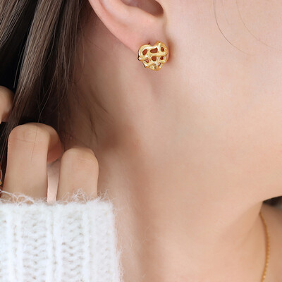 Right Grand New Trendy Fashion Hollow Heart Shape Pendant Gold Plated Stainless Steel Jewelry Set For Women