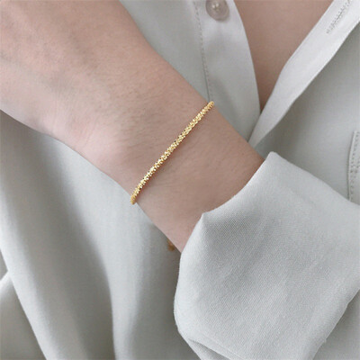 Right Grand Wholesale Fashion Waterproof Jewelry Minimalist Flash Gold Plated Stainless Steel Chain Bracelet