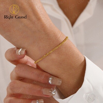 Right Grand Wholesale Fashion Waterproof Jewelry Minimalist Flash Gold Plated Stainless Steel Chain Bracelet