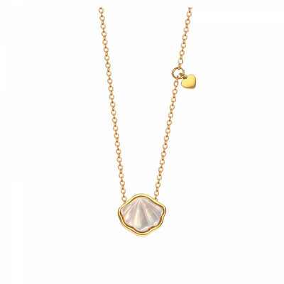 Right Grand Summer New Fashion 18k Gold Plated Stainless Steel Jewelry Natural White Cowry Shell Pendant Necklace