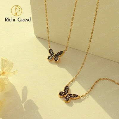 Right Grand Dainty Choker Jewelry 18K Gold Plated Stainless Steel Butterfly Necklace For Women