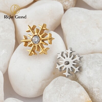 Right Grand ASTM F136 Titanium 16G Internal Thread Snowflake Flower Conch Helix Tragus Cartilage Stud Earring Monroe Labret Lip Piercing