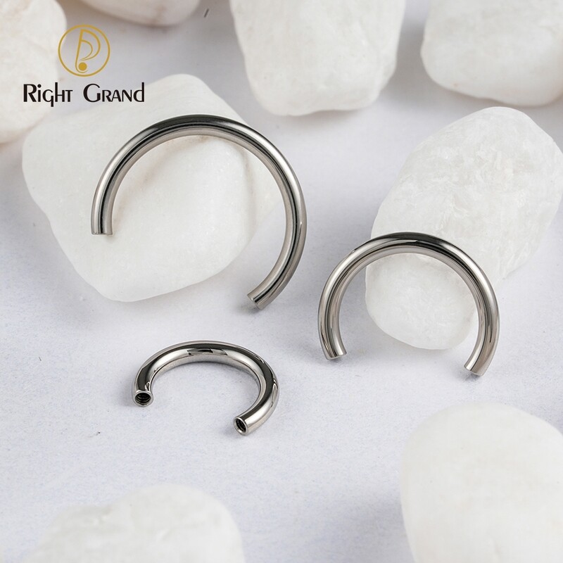 Right Grand ASTM F136 Titanium 16G Internally Threaded Circular Barbell Horseshoe Body Piercing Jewelry Accessories