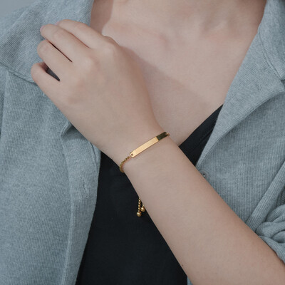 Right Grand Adjustable Baby Birthstone Jewelry Women Gold Plated Laser Name Engraved Blank Bar Custom Kids Bracelet