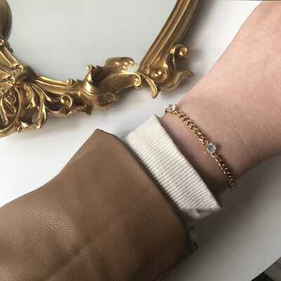 Right Grand Shiny Ladies Fashion Stainless Steel 18K Gold Plated Women Zircon Diamond Jewelry Crystal Bracelet