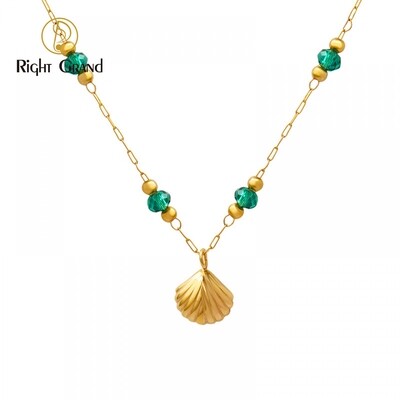 Right Grand Boho Summer Ocean Sea Fashion Waterproof Jewelry Crystal Beads 18K Gold Plated Hawaiian Shell Necklace