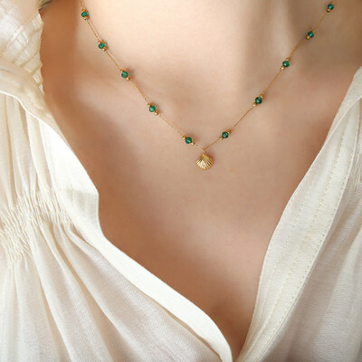 Right Grand Boho Summer Ocean Sea Fashion Waterproof Jewelry Crystal Beads 18K Gold Plated Hawaiian Shell Necklace