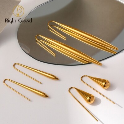 Right Grand 2023 Fashion Stainless Steel Gold Exaggerated Statement Extra Large Luxury Geometric Unique Earrings For Women