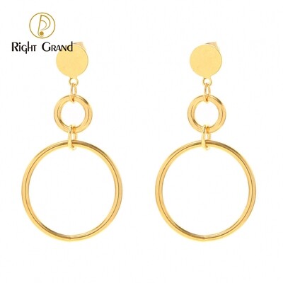 Right Grand Fashion Trend 2023 Minimalist Women Accessories Jewelry Stainless Steel Gold Plated Big Circle Drop Earrings