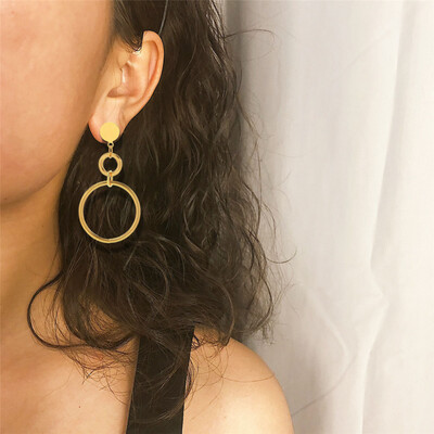 Right Grand Fashion Trend 2023 Minimalist Women Accessories Jewelry Stainless Steel Gold Plated Big Circle Drop Earrings
