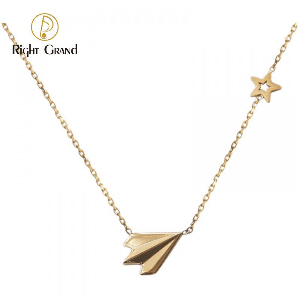 Right Grand Dainty Cute 18K Gold Plated Stainless Steel Paper Plane Star Pendant Necklaces For Women New Arrival 2023