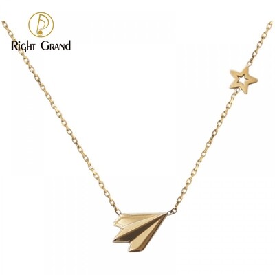 Right Grand Dainty Cute 18K Gold Plated Stainless Steel Paper Plane Star Pendant Necklaces For Women New Arrival 2023