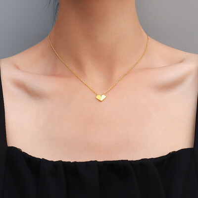 Right Grand New Trendy Dainty Simple Fashion Jewelry 18K Gold Plated Stainless Steel Heart Pendant Necklace