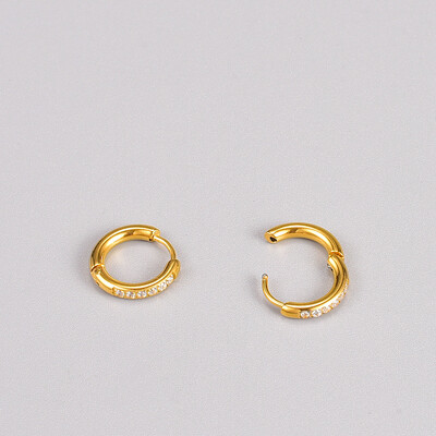 Right Grand Non Tarnish Jewelry Women Stainless Steel Mini Cz Hoop Cubic Zirconia 18K Gold Plated Huggies Earrings