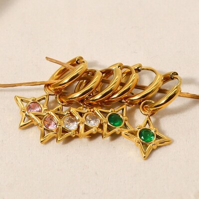 Right Grand New Arrival Luxury Women Jewelry Accessories Vintage Cubic Zirconia Reinhstone Star 18K Drop Earrings