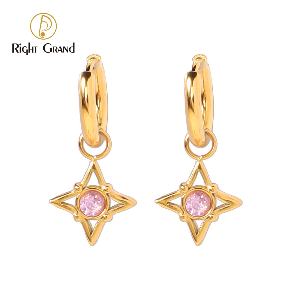 Right Grand New Arrival Luxury Women Jewelry Accessories Vintage Cubic Zirconia Reinhstone Star 18K Drop Earrings