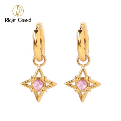 Right Grand New Arrival Luxury Women Jewelry Accessories Vintage Cubic Zirconia Reinhstone Star 18K Drop Earrings