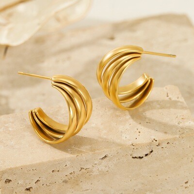 Right Grand Trendy Accessories Women Fashion Jewelry 18K Pvd Gold Plated Stainless Steel Twisted Hoop Earring