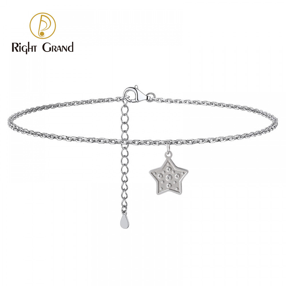 Right Grand Minimalist Fashion Non Tarnish Water Proof Jewelry Pvd Plated Star Stainless Steel Anklets For Women 2023