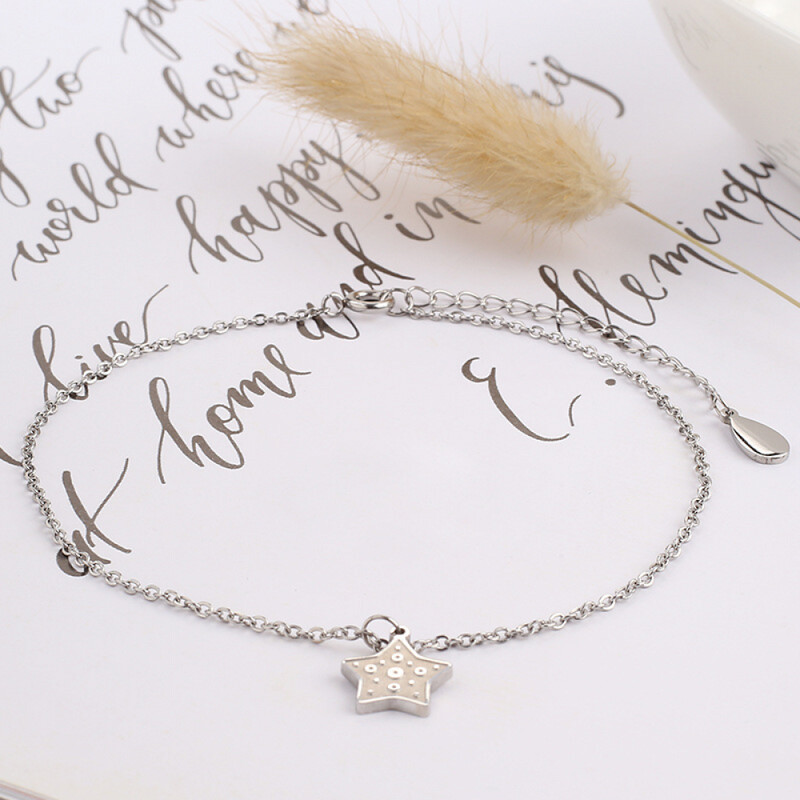 Right Grand Minimalist Fashion Non Tarnish Water Proof Jewelry Pvd Plated Star Stainless Steel Anklets For Women 2023